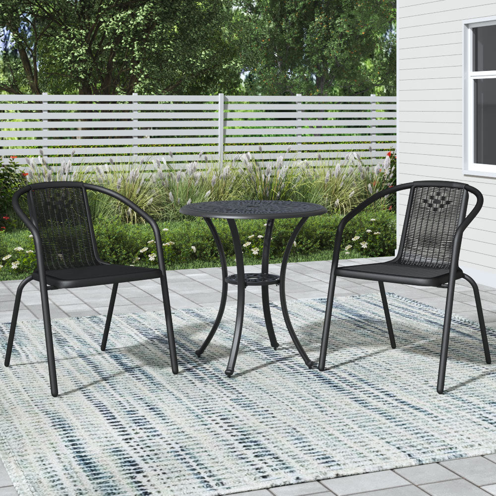 Cast Aluminum Elizabeth Round Patio Table Set in Garden – Durable Weather-Resistant Design