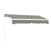 350cm Beige Retractable Patio Awning – Manual Crank with Durable Frame