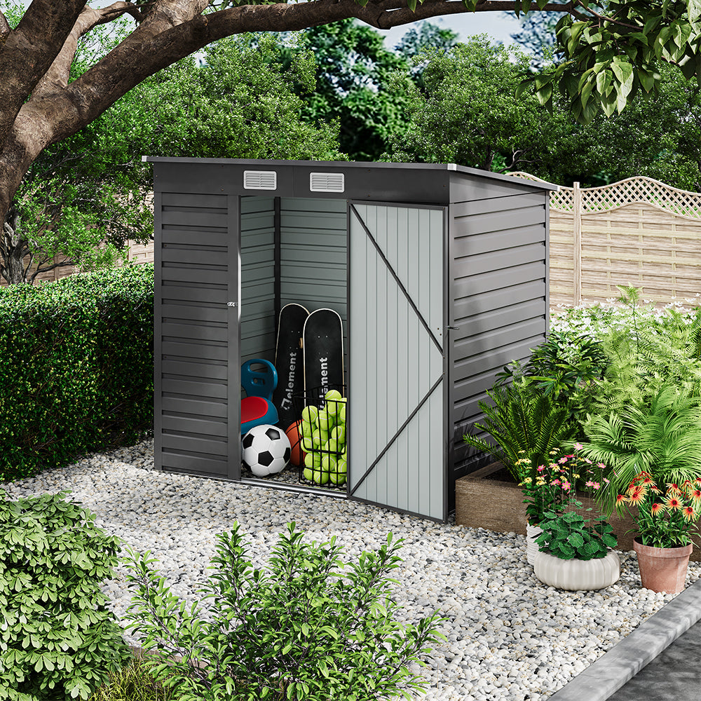 6x4ft metal garden storage shed with lockable door – sturdy and rust-resistant outdoor tool storage