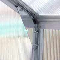 Interior Corner of 10x6ft Aluminium Greenhouse – Shows Frame Connection and Panel Fitting Detail