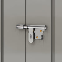 lockable latch and padlock-ready handle on 6x7ft garden bike shed for secure outdoor storage