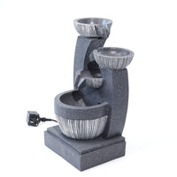 4-Tier Cascading Bowls Garden Water Feature Fountain with LED