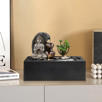 Tabletop Indoor Water Fountain with LED Light and Zen Garden