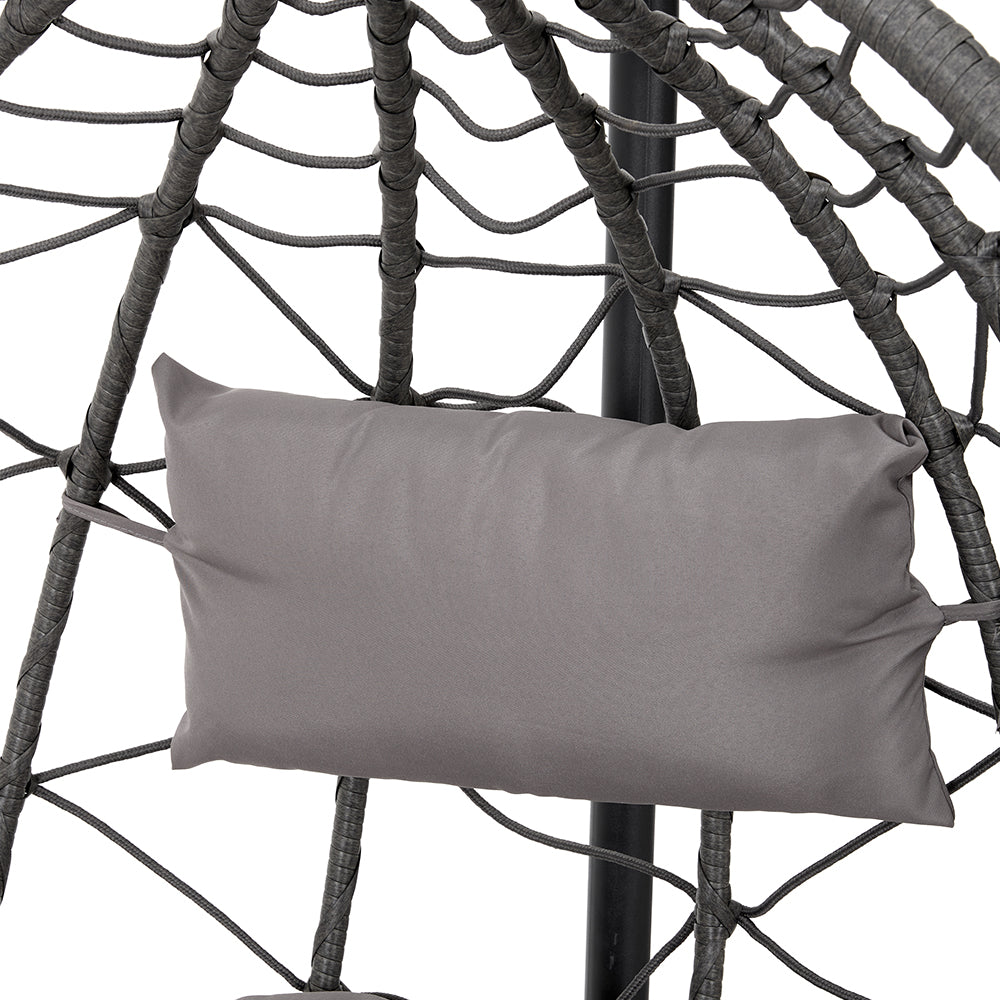 Grey Garden Swing Chair with Stand and Cushion