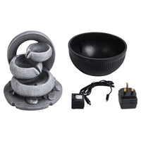 Indoor Outdoor Water Fountain with LED Lights Polyresin Garden Decor