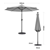 3M Garden Parasol Umbrella with Solar Strip LED Lights