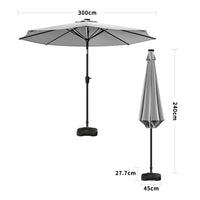 3M Garden Parasol Umbrella with Solar Strip LED Lights