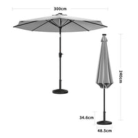 3M Garden Parasol Umbrella with Solar Strip LED Lights