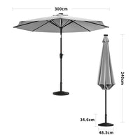 3M Garden Parasol Umbrella with Solar Strip LED Lights
