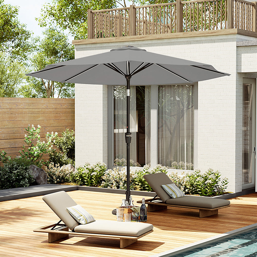 3M Garden Parasol Umbrella with Solar Strip LED Lights