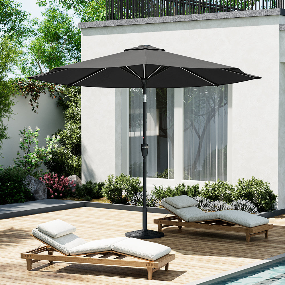 3M Garden Parasol Umbrella with Solar Strip LED Lights