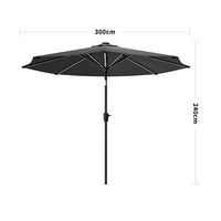 3M Garden Parasol Umbrella with Solar Strip LED Lights
