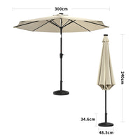 3M Garden Parasol Umbrella with Solar Strip LED Lights