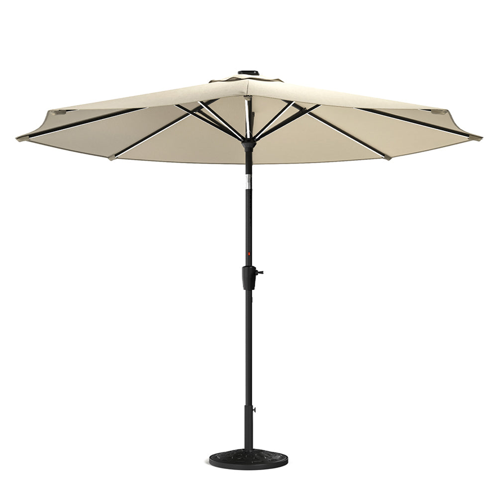 3M Garden Parasol Umbrella with Solar Strip LED Lights