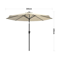 3M Garden Parasol Umbrella with Solar Strip LED Lights