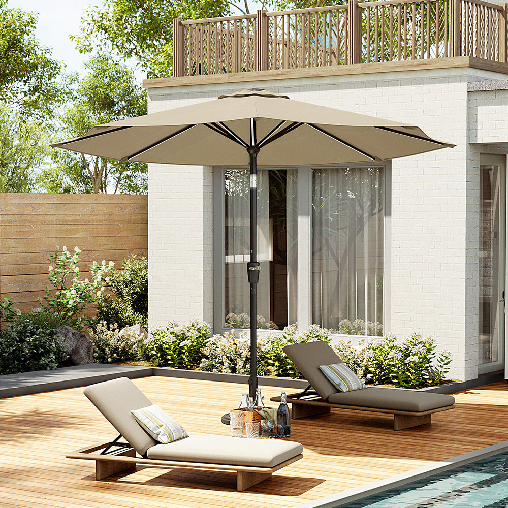 3M Garden Parasol Umbrella with Solar Strip LED Lights