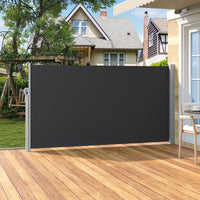 Grey Outdoor Retractable Privacy Side Awning 300x180 cm – UV-Resistant Shade for Window and Door