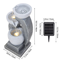 Solar-Powered Water Fountain Outdoor Garden Feature with LED Lights