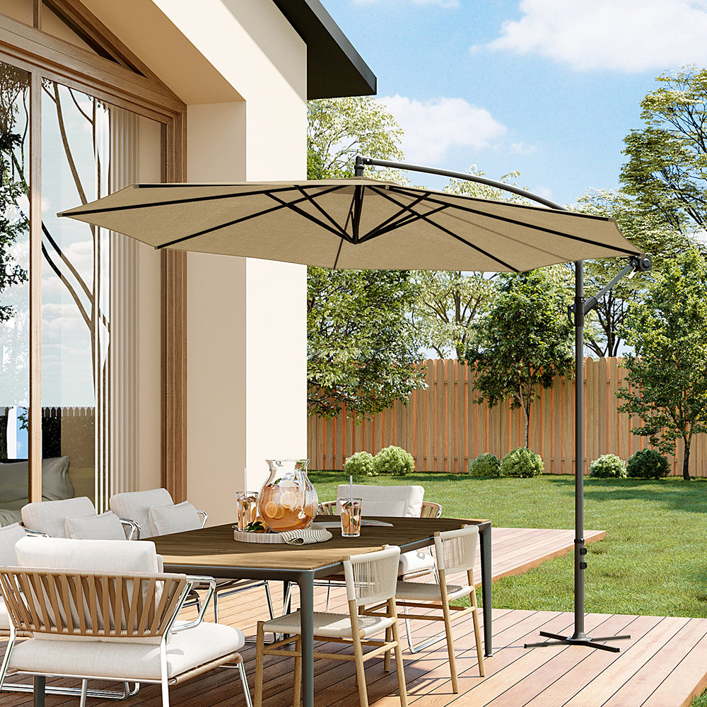 3M Garden Octagon Cantilever Parasol Umbrella with Base
