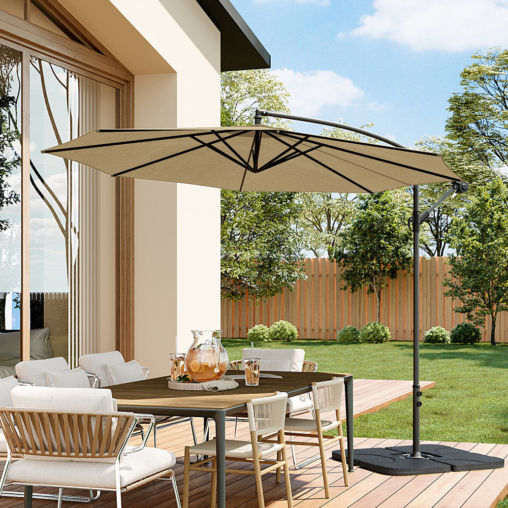 3M Garden Octagon Cantilever Parasol Umbrella with Base