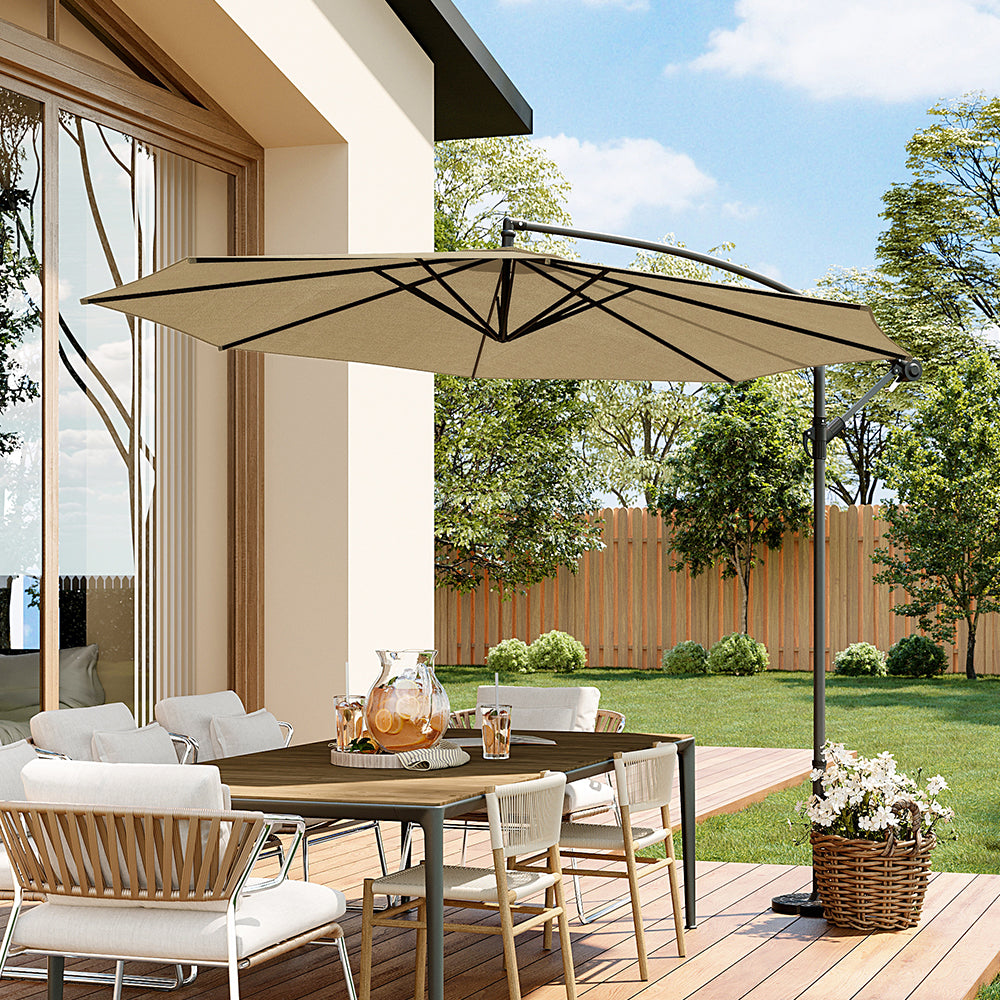 3M Garden Octagon Cantilever Parasol Umbrella with Base