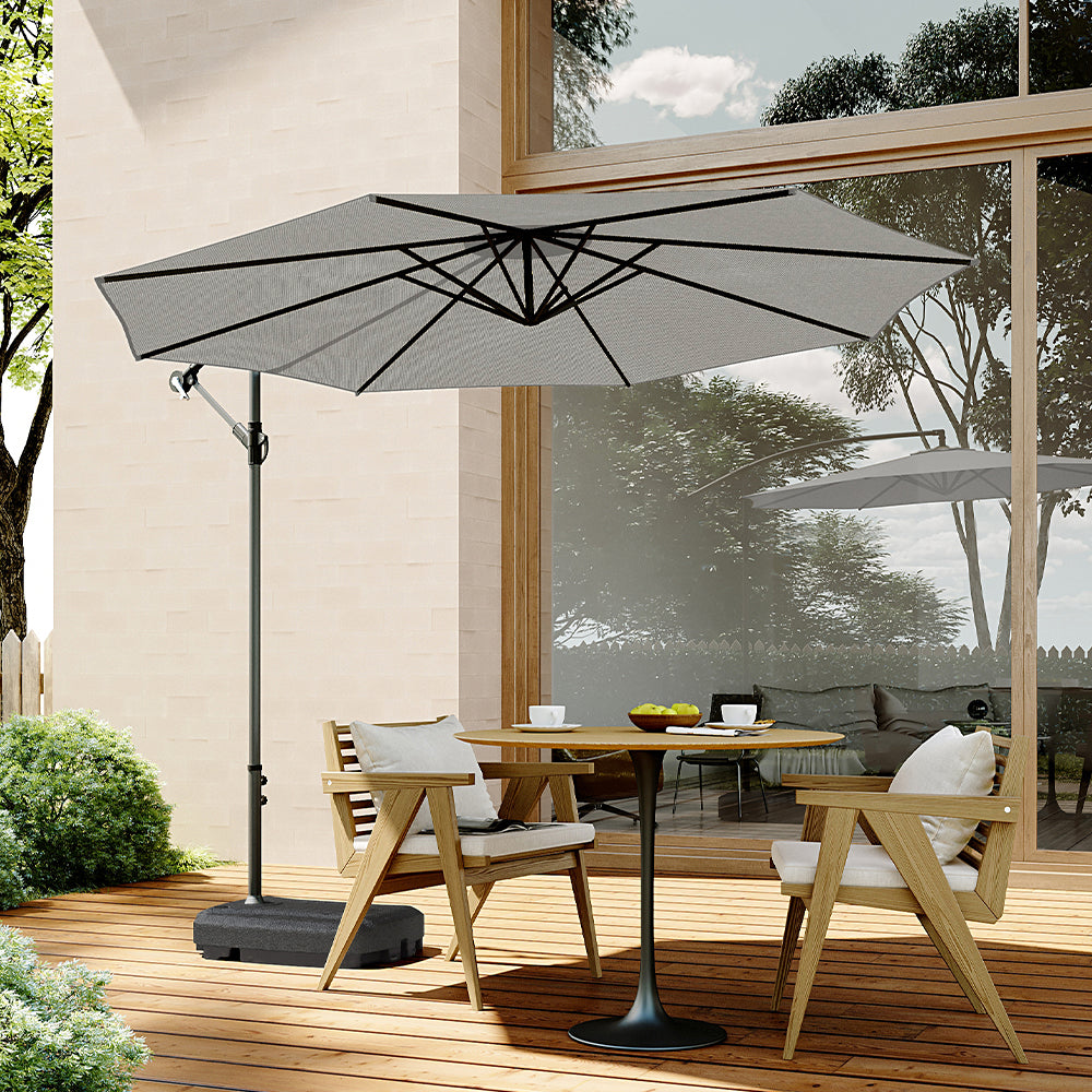 3M Garden Octagon Cantilever Parasol Umbrella with Base
