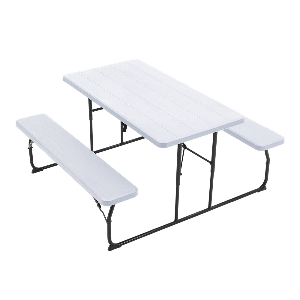 Garden Rectangle Folding Picnic Table Set with 2 Benches