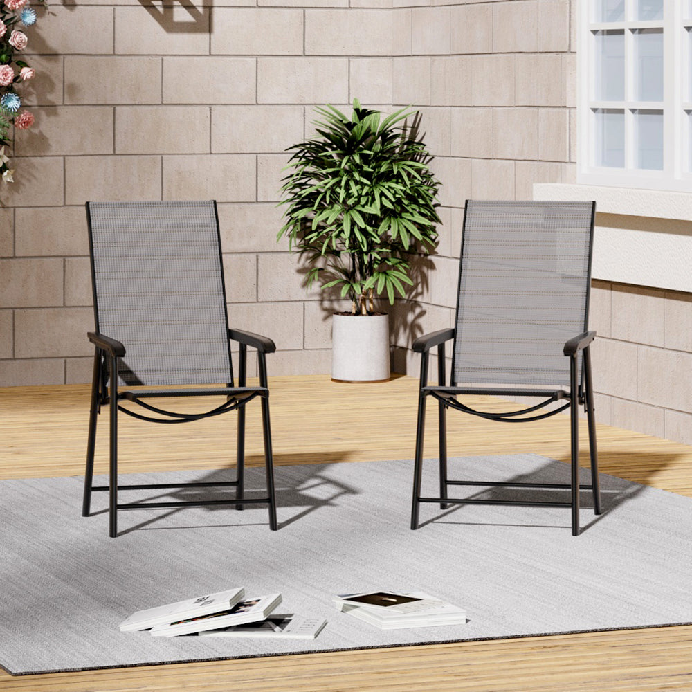 Rectangular Garden Patio Table with Folding Chairs