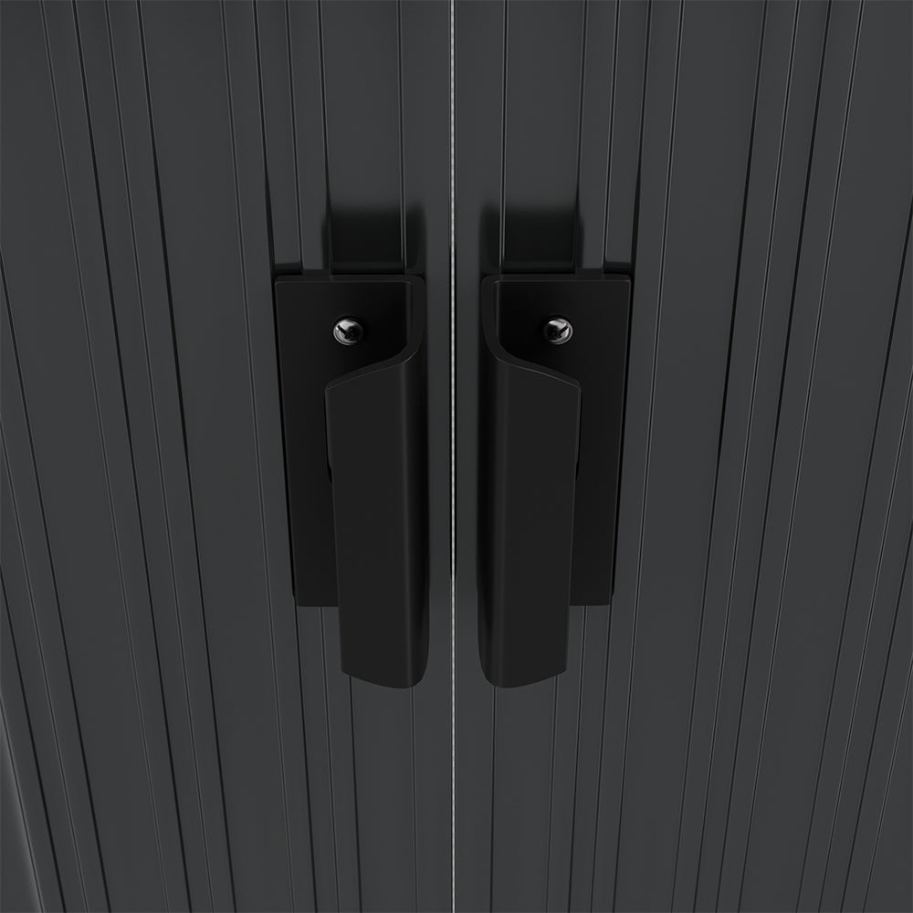 Close-Up of Lockable Door Handle – Secure Entry for 8x4ft Garden Metal Log Storage Shed