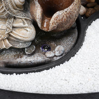Tabletop Indoor Water Fountain with LED Light and Zen Garden