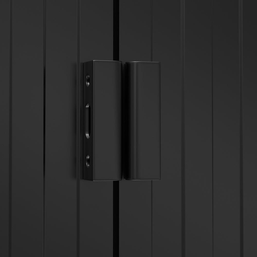 Close-Up of Lockable Sliding Door Handle – Secure Access for 9x4ft Steel Garden Shed