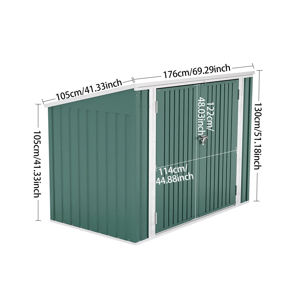 6x3ft Green Garden Bin Shed Size Chart – Detailed Dimensions for Outdoor Placement