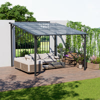 Modern 10x10ft Grey Wall-Mounted Awning Installed on House Exterior with Garden