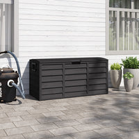 290L black outdoor storage deck box with wheels – lockable and mobile patio storage unit
