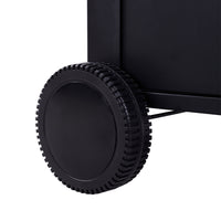 Sturdy Wheel Detail of Black Outdoor Charcoal Grill – Easy Mobility for Garden or Patio Use