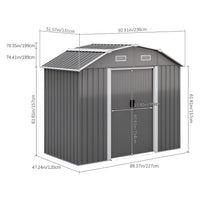 8x4ft galvanized steel acrylic storage shed dimension chart – full size guide for outdoor installation