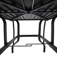 Detailed View of 120x80cm Rectangular Black Slatted Tabletop – Metal Construction