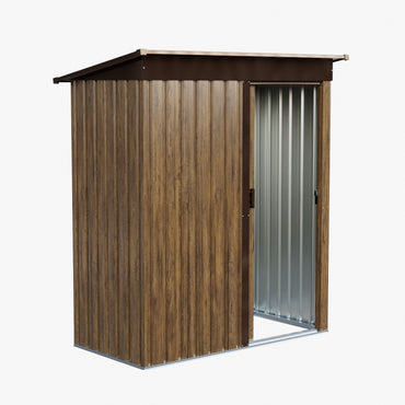 5x3ft Wood Grain Metal Garden Shed With Lockable Door