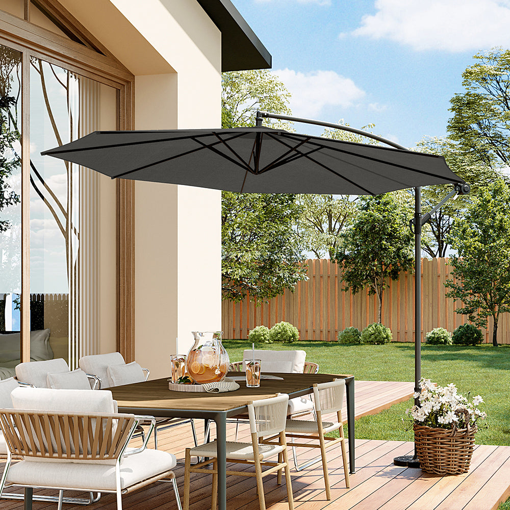 3M Garden Octagon Cantilever Parasol Umbrella with Base