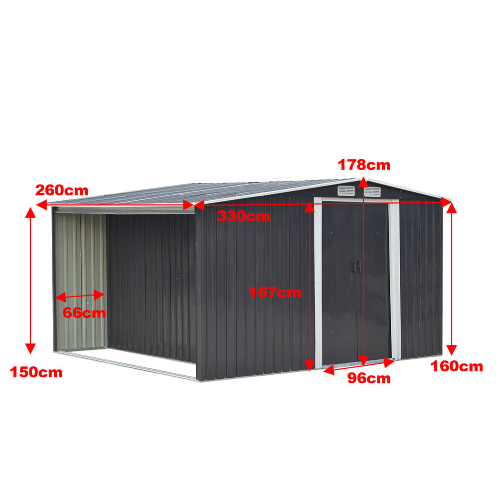 8x8ft Metal Shed Size Chart – Gable Roof Galvanized Storage Dimensions