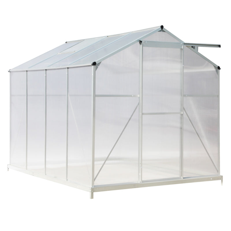 6x6ft silver aluminum garden greenhouse without base, product photo on white background