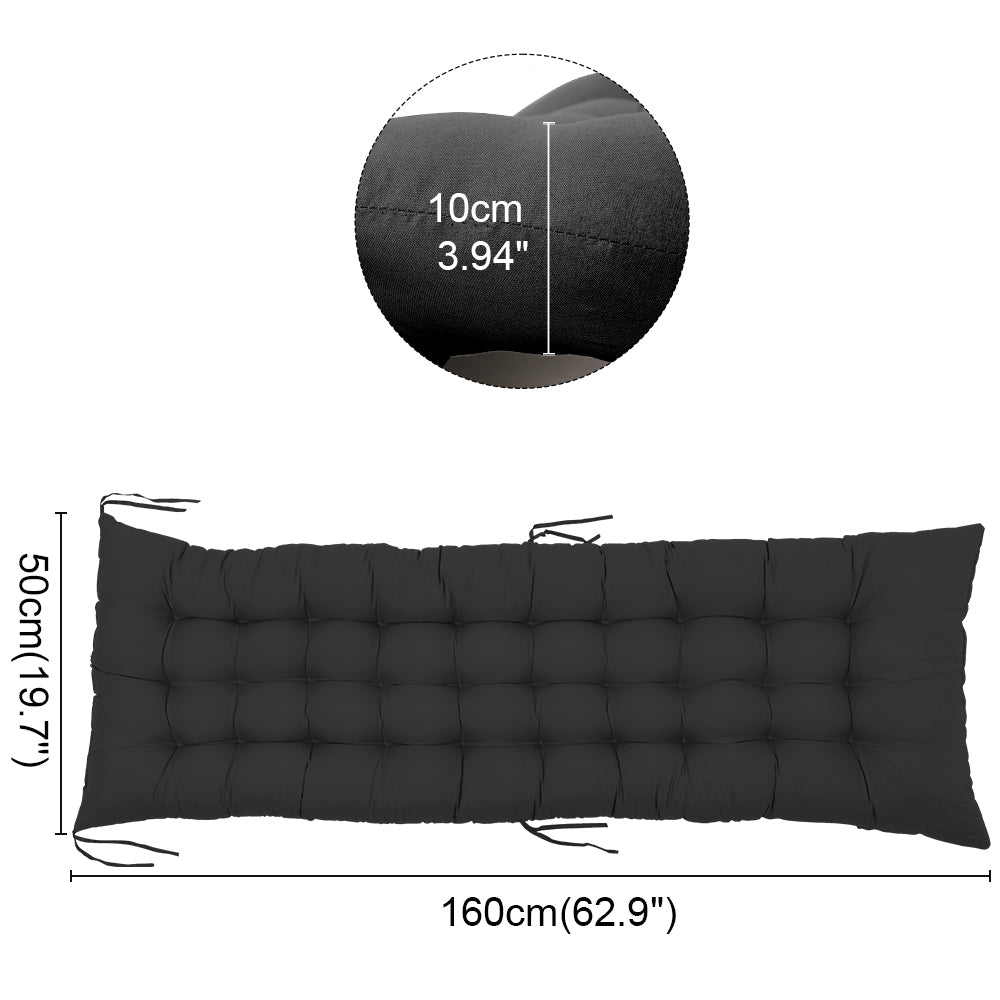 Dimensions of Outdoor Seat Cushion Thick Tufted Pad in Black - Perfect fit for most garden patio chairs