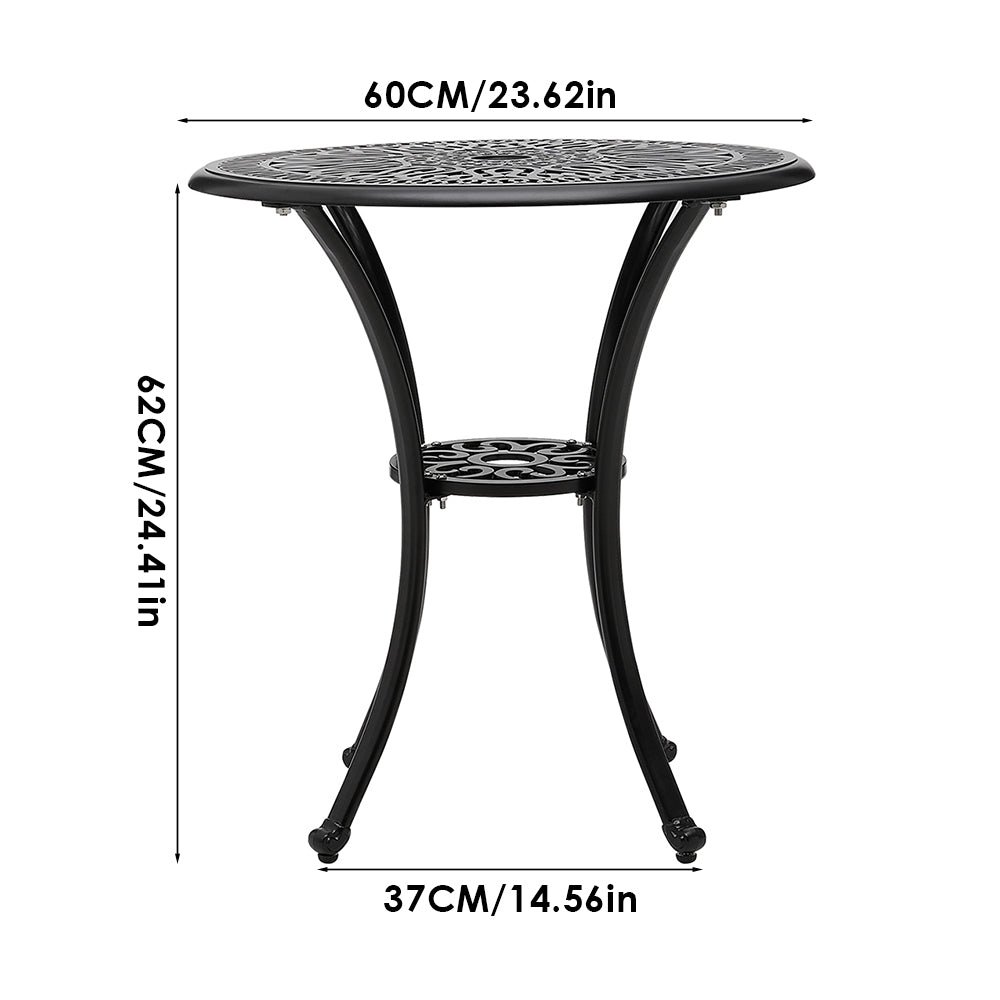 Dimensions of 60cm Cast Aluminum Elizabeth Round Patio Table – Size Specifications