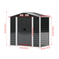 7x4ft charcoal metal garden shed dimensions – exterior size and measurements for outdoor placement