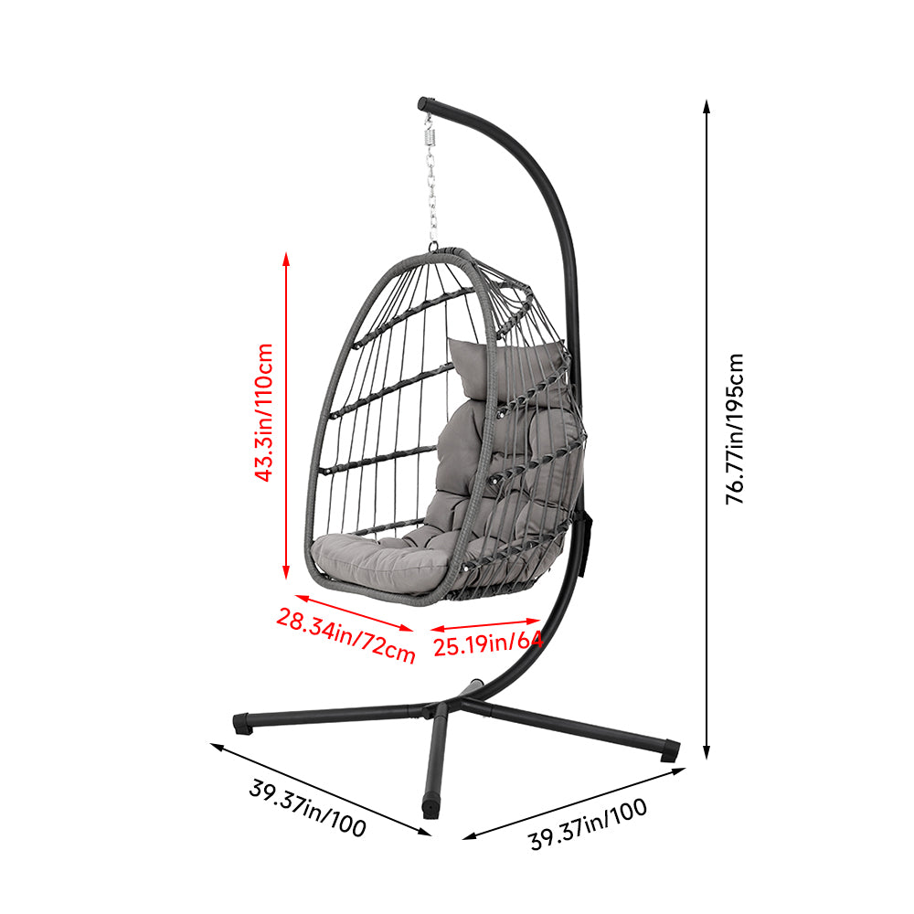 Garden Swing Chair with Stand and Cushion