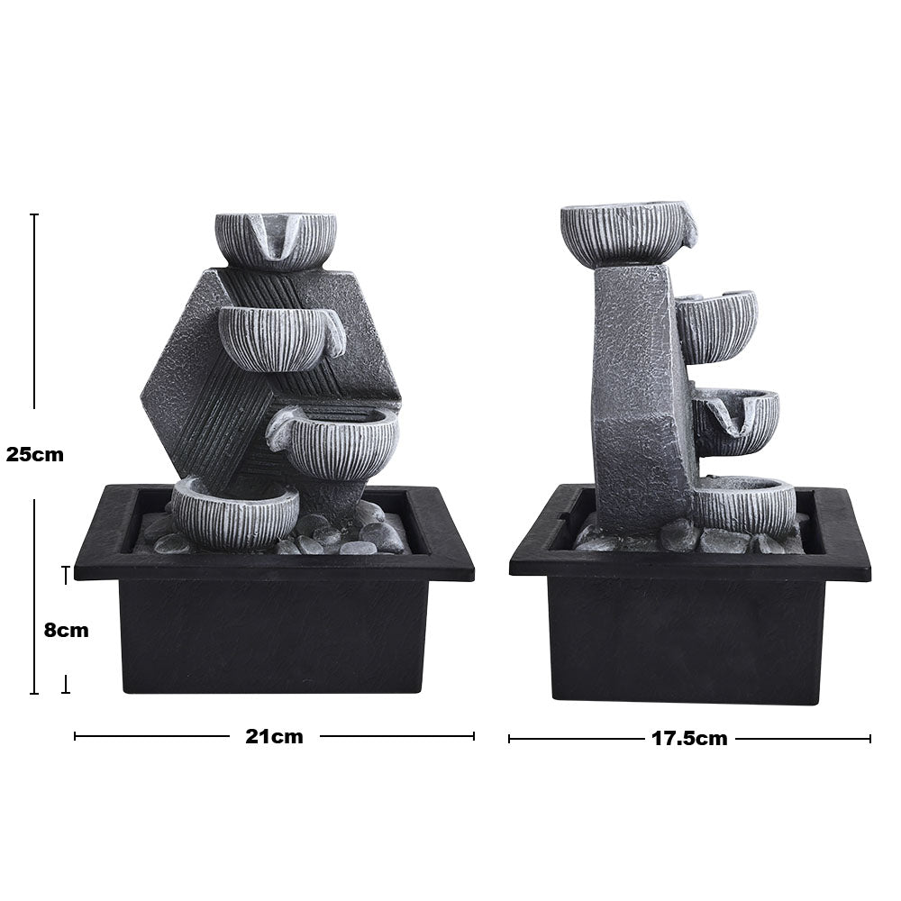 Tabletop Water Fountain with LED Light for Home Decor