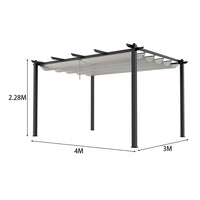 13x10ft Pergola Size Guide – Beige Aluminium Pergola with Adjustable Roof Dimensions