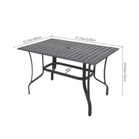 Dimensions of 120x80cm Black Rectangular Slatted Metal Garden Table – Outdoor Use