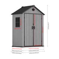 6ft Grey Wood Grain Tool Shed with Apex Roof & Lockable Door