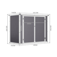 Full dimension diagram of 5x2ft aluminum alloy garden storage shed – compact size guide for small spaces